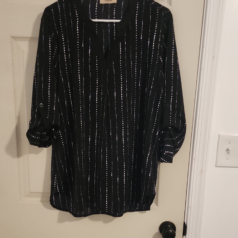 Black and White Striped Blouse